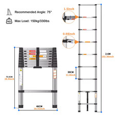 2.6M-3.8M-5M Heavy Duty Multi-Purpose Stainless Steel Telescopic Ladder No-slip
