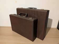 2 X Brown Cassette Tape Storage Carry Case Box Holder Faux Leather 32 & 45 Size