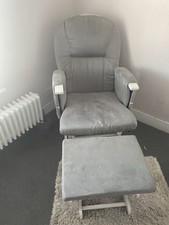 Mothercare Grey Soft Suede Sliding Rocking Chair And Footrest