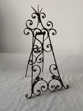 Antique Small Easel Stand Book Plate Wrought Iron Strap Work 