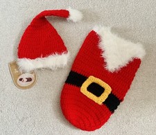 new born baby Christmas Santa hand crochet 2 pieces set photo props