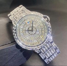 Hip Hop Luxury Men's Ice Out Watch Iced King Bling Waterproof Silver Cz Diamond