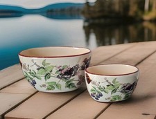 Vintage Decorative Ceramic Planter Pots Bowl Vase ? Butterflies & Blackberries