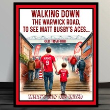 PERSONALISED MANCHESTER UNITED FATHER & SON  FOOTBALL FANS METAL WALL SIGN RFS02