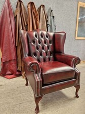 FASTDELIVERY Chesterfield Real Leather Antique Oxblood High Back Chair XL