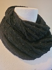 Warm Snood Infinity Lace Scarf with  Sparkles  -Women Handmade  Cosy Winter Gift