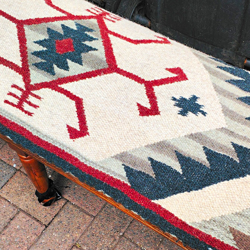 Wool geometric area rug bench - geometric,