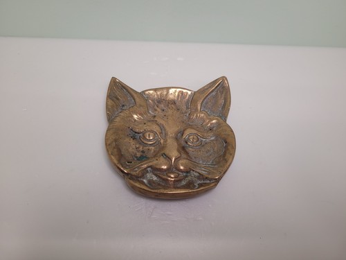 Vintage brass cat - dish, wall