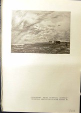 Old Ploughing Dulwich Suffolk Claude Hayes Charcoal Sketch Horses Stu