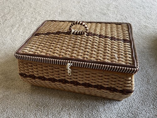 Vintage wicker weave sewing - vintage,