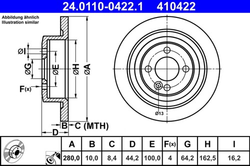 0110 0422 ate brake - 24.0110-0422.1,