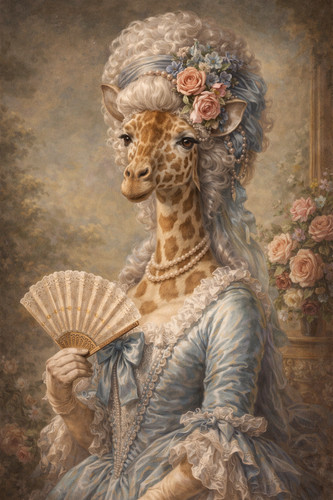 Giraffe victorian style funny - giraffe,