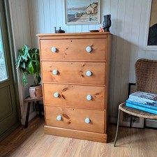 Tall Victorian Pine Chest of