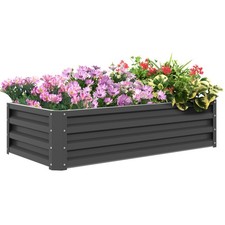 Outsunny Metal Raised Garden Bed Planter, Light Grey, Refurbished