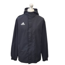 Adidas Windbreaker Jacket Black Zipped Hooded Uk Men's Size L L785