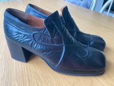 Vintage 70s Men's Ravel black leather platform shoes (Stones Bowie) EU 44 UK 10