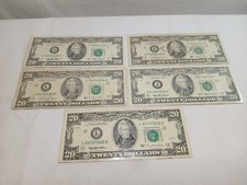 Lot of (5) Old USA $20 Twenty