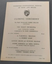  1951 Edinburgh Festival closing Ceremony Programme Halle Orchestra Barbirolli