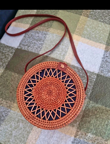 Round wicker crossbody bag - crossbody,
