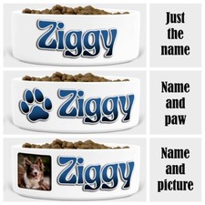 PERSONALISED DOG BOWL with Picture and Name Pets Feeding Food Water Ceramic NEW