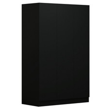 Modern Matt Black 3 Door Wardrobe Large Shelving Scandinavian Style Furniture