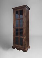 Vintage Glazed Solid Indian Wood Storage Display China Linen Cabinet Cupboard