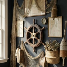Nautical antiqued wooden ship - nautical,