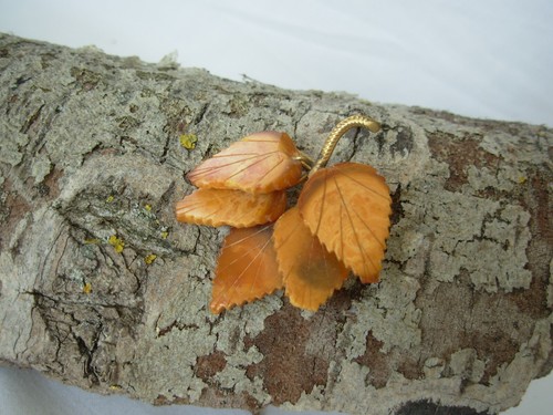 Vintage leaf brooch costume - brooch,