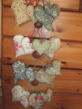 2 Padded Heart Hanging Decorations Liberty Type Ditsy Chintz Floral Shabby Chic