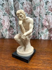 Vintage A. Santini Alabaster Sculpture The Thinker - originally by Auguste Rodin