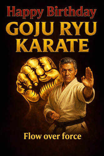 Karate birthday card - +, wall