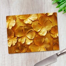 3D Effect Golden Flowers Glass