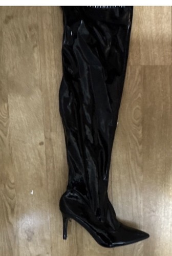 Women black patent leather - black,