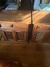 2 X LATTICE   LARGE BEDROOM CABINETS /LIVING ROOM FURNITURE -SOLID RUSTIC  WOOD