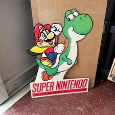 Mario riding Yoshi Super Nintendo (SNES) sign - Shop / Store Promotional standee