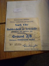 FA Cup Semi Final Ticket Newcastle United V York Ciy @ SWFC 1955 Hillsborough 