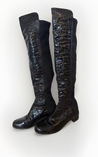 STUART WEITZMAN Black 50/50 Patent Leather Over Knee Boots Size UK 6 EU 39 US 9