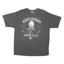 HARLEY DAVIDSON Mens Grey Harley-Davidson Motorcycles Graphic T-Shirt XL Short