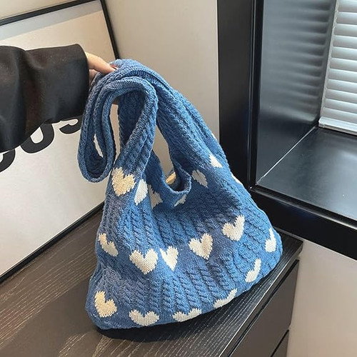 Boho heart crochet tote - heart,