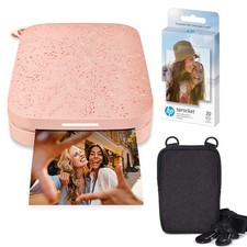 HP Sprocket 2x3 Portable Photo Printer Blush Pink + Zink Paper Bundle Bluetooth