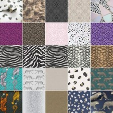 ANIMAL SKIN PRINT WALLPAPER - GLITTER METALLIC - TIGER ZEBRA SNAKE LEOPARD SPOTS