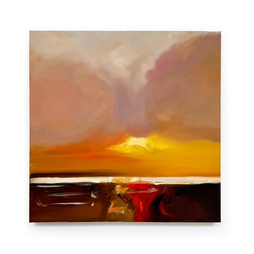 Abstract sunset landscape oil - sunset,