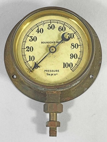 Vintage brass pressure gauge - pressure,