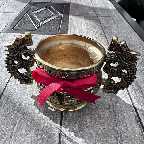 Gold metal dragon - metal, handled