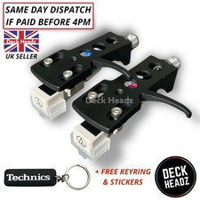 2 x Black Headshell Audio Technica AT3600L Cartridge Stylus For Technics + GIFTS