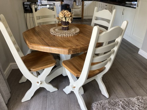 Octagonal wood dining table - wood,