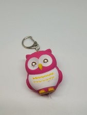 Comical Bright Pink Novelty Owl Light Up Torch Noise Keyring Bag Decoration