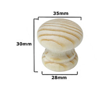 Wood Door Knob Genuine Pine Wooden Drawer Cupboard Various Sizes Unlacquered