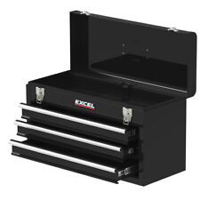 Excel 3 Drawer Tool Chest Lockable Tool Box with Ball Bearing Runners Black
