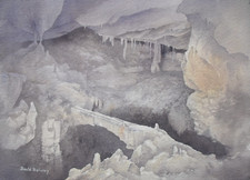 David Bellamy - Watercolour Painting - Bridge Cave. Ystradfellte. Wales.